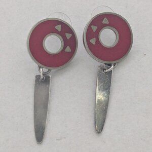 Vintage Artisan Signed "1992" Sterling Silver 925 Heavy Dangle Drop Earrings